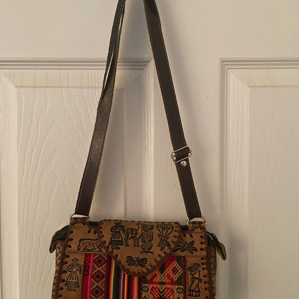 Crossbody Hand Carved Leather Purse
